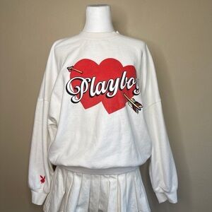 Playboy White Sweater with Red Heart Design